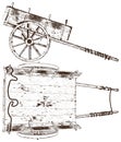 Antique Old Cart Wagon Vector. Cart Old Chariot Isolated On White Background. Royalty Free Stock Photo