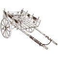 Antique Old Cart Wagon Vector. Cart Old Chariot Isolated On White Background. Royalty Free Stock Photo