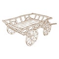 Antique Old Cart Wagon Vector. Cart Old Chariot Isolated On White Background. A vector illustration Royalty Free Stock Photo