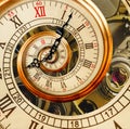 Antique old clock abstract fractal spiral. Watch clock mechanism Royalty Free Stock Photo