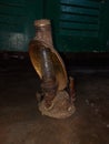 Antique old latern .An oil lamp is an object that is used to produce light for some time using an oil-based fuel source.