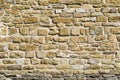 Old natural stone wall, background, texture or pattern. Rustic texture. Wall with bricks of italian stones Royalty Free Stock Photo