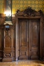 Antique old ornate wooden door with beautiful carvings Royalty Free Stock Photo