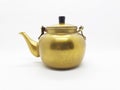 Antique Old Vintage Used Rusty Golden Color Cooking Kettle for Tea Pot in White Isolated Background 02