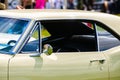 Antique old white muscle car side view Royalty Free Stock Photo