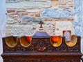 Votive Candle Stand, Greek Orthodox Church, Athens, Greece Royalty Free Stock Photo