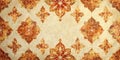 Antique orange and beige floral pattern background design with a central frame. Generative AI Royalty Free Stock Photo