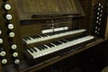 Antique organ manual stops wood