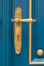 Antique ornate gold door handle Royalty Free Stock Photo