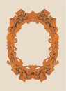 Antique oval frame painted in copper or gold colors Royalty Free Stock Photo