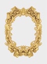 Antique oval frame painted in gold color Royalty Free Stock Photo