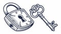 Antique padlock and key, security and privacy vector design Generative AI Royalty Free Stock Photo