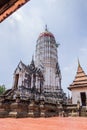 Antique pagoda and ruined sanctuary in Wat Putthaisawan Royalty Free Stock Photo