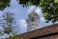 Antique pagoda and ruined sanctuary in Wat Putthaisawan Royalty Free Stock Photo