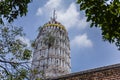 Antique pagoda and ruined sanctuary in Wat Putthaisawan Royalty Free Stock Photo