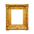 Antique painting gold frame isolated on white Royalty Free Stock Photo