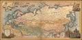 An antique panoramic map of Russia, depicting the Russian Empire, printed in 1786. Royalty Free Stock Photo