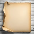 Antique Paper old yellowed sheet of paper on a wooden background. Vintage test form Royalty Free Stock Photo