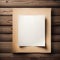 Antique Paper old yellowed sheet of paper on a wooden background. Vintage test form Royalty Free Stock Photo