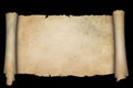 Antique parchment scroll on black background. Royalty Free Stock Photo