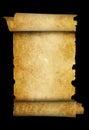 Antique parchment scroll on black background. Royalty Free Stock Photo