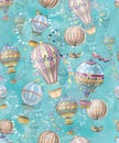 Antique pattern with motifs from hot air balloons