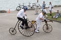 Antique Penny Farthing and Push Bike Royalty Free Stock Photo