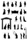 Antique people silhuetts Royalty Free Stock Photo