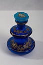 Antique perfume bottle 1840 blue Royalty Free Stock Photo