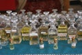 Antique perfume bottles found in a pharmacy museum in Uzkeistan Royalty Free Stock Photo