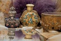 The Antique Perfume Bottles And Jewel Boxes Still Life  In Detail Royalty Free Stock Photo