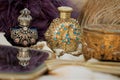 The Antique Perfume Bottles in The Vintage Mood And Style Royalty Free Stock Photo