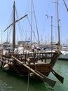 Antique Phoenician ship in the Herzliya Marina Royalty Free Stock Photo