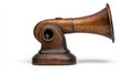 Antique phonograph horn on a white isolated background Royalty Free Stock Photo