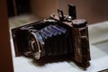 Antique Photography Camera In Museum Showcase