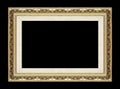 Antique picture golden frame isolated on black background, clipping path Royalty Free Stock Photo