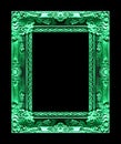 Antique picture greenframe isolated on black background, clipping path Royalty Free Stock Photo