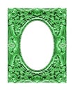 Antique picture green frame isolated on white background, clipping path