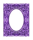 Antique picture purple frame isolated on white background, clipping path