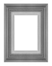 Antique picture wood frame isolated on white background, tracery beautiful small flowers, clipping path. gray color