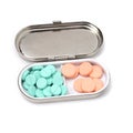 Antique Pill Box With Green and Orange Tablets