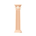 Antique Pillar Grooves Ornament, Isolated Facade Design Element On White Background. Ancient Classic Stone Column Royalty Free Stock Photo