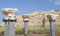 Antique pillars at the ancient city of caesarea Royalty Free Stock Photo