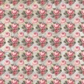 Antique pink and red shabby chic rose repeat pattern wallpaper