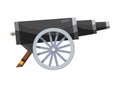 Antique pirate cannon. Vintage gun. Color image of medieval cannon for old ships on a white background. Cartoon style