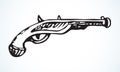 Antique pistol. Vector drawing icon