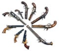 Antique Pistols Collection. Royalty Free Stock Photo