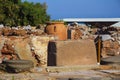 Antique pithos on the ruins of the Minoan palace in Malia, Crete Royalty Free Stock Photo