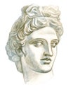 Antique plaster head Apollo