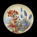 Antique plate depicting fantasy characters. Royalty Free Stock Photo